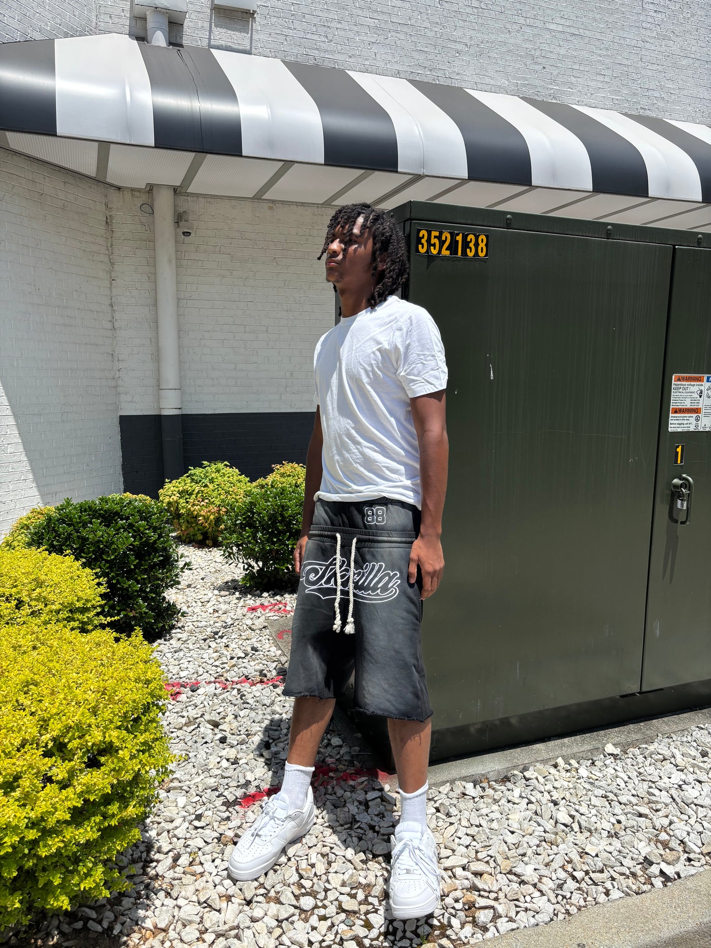 Black double waisted “Skrilla” shorts