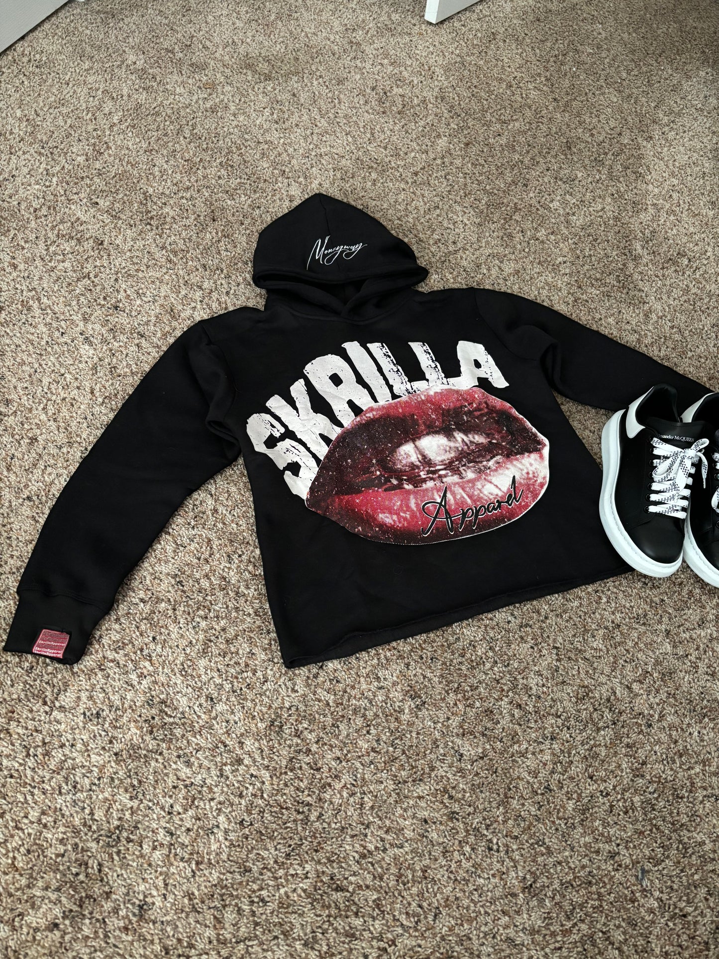 “Skrilla” Black cropped hoodie