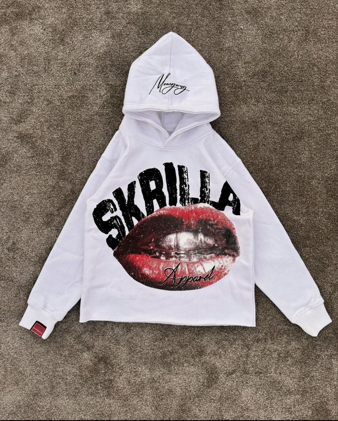 “Skrilla” White Cropped hoodie