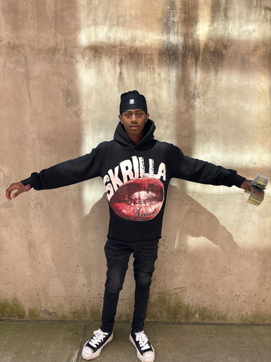 “Skrilla” Black cropped hoodie